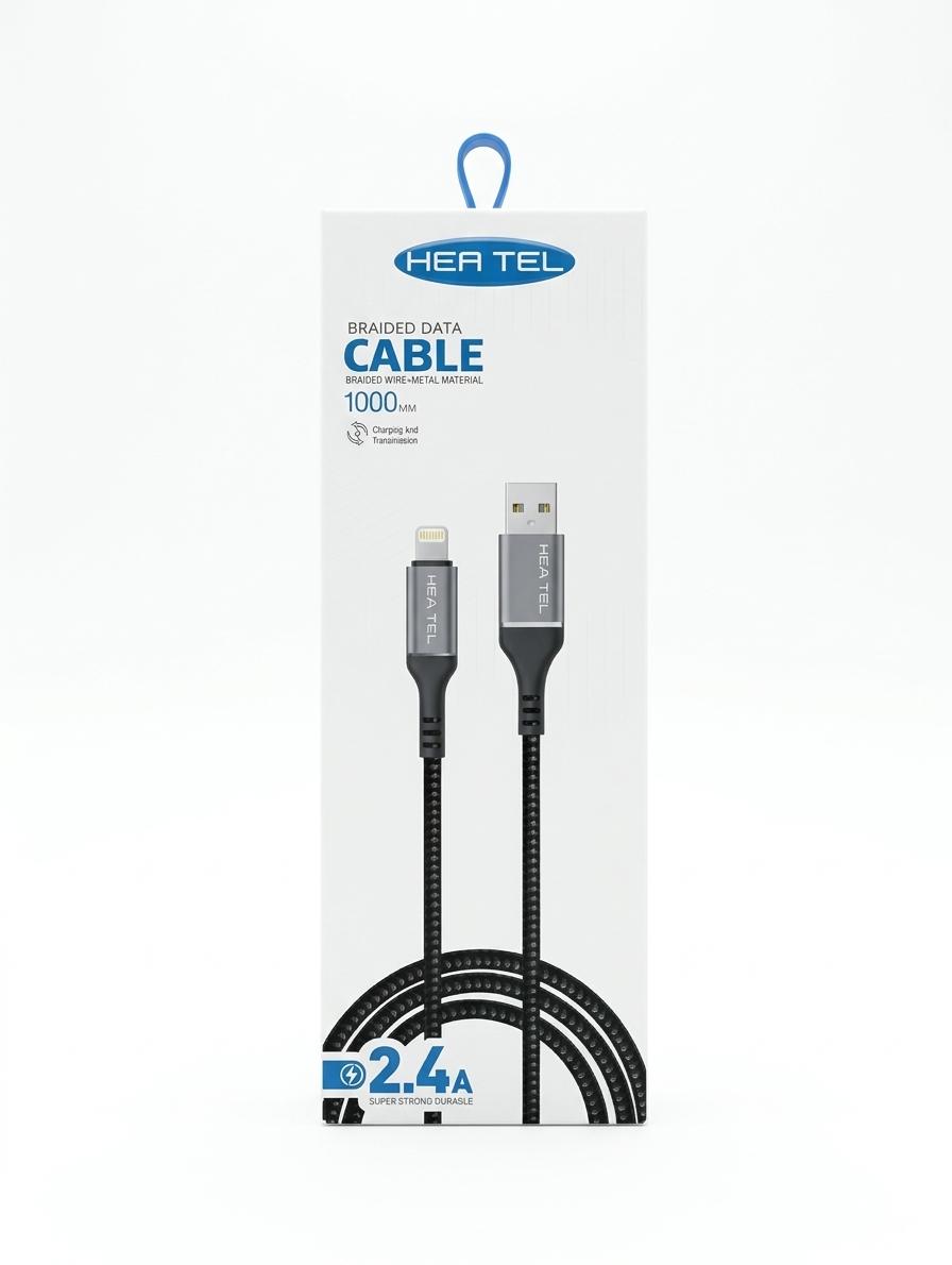 CABLE USB-LIGHTING NEGRO 2.4A BW16